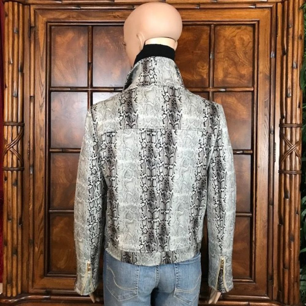 Stone Skinny Python Zip Sleeve Moto Jacket - Picture 4 of 16